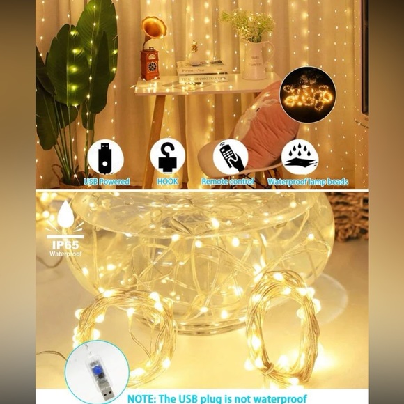 Fairy light w smart controls curtain lights string light warm light - Picture 7 of 12